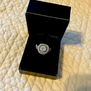 CZ wedding ring, 925 Sterling Silver